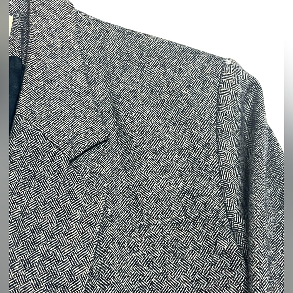 Vtg Pendleton Wool Blazer Jacket Women 8 Blue White Herringbone Notch Lapel LS